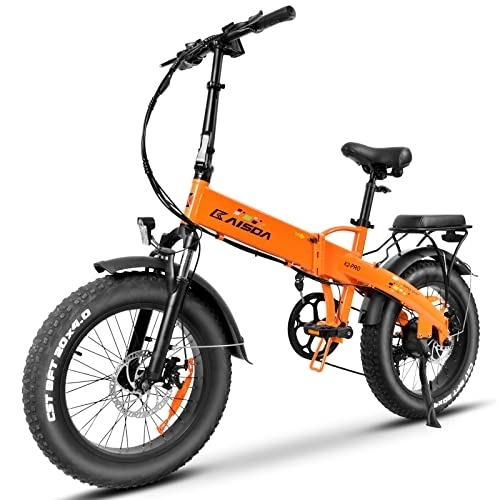 Elektrofahrräder : KAISDA K2PRO e Bike Elektrofahrrad 20" Fat Tire klapprad BAFANG 250W Motoren / 48V / 12.8AH 614.4WH Akku Reichweite 40-70km Shimano 7 Gängen (Orange)