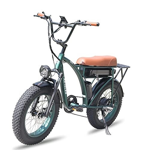 Elektrofahrräder : KETELES 20 inches Electric Bicycle 48V 23ah Lithium Battery Folding ebike 4.0 Fat tire Electric Bike for Adults fatbike-KF8 (1-Motor, Militärgrün)