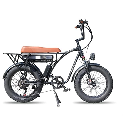 Elektrofahrräder : KETELES 20 inches Electric Bicycle 48V 23ah Lithium Battery Folding ebike 4.0 Fat tire Electric Bike for Adults fatbike-KF8 (1-Motor, schwarz)