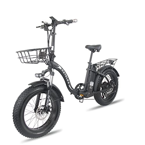 Elektrofahrräder : KETELES Adult Mountain Bike 20-inch Folding Fat Tire Electric Bicycle Snow Ebike Beach Bike 48V18Ah Off-Road Power ELECTR Bike (1-Satz KF9, 1 Batterie)