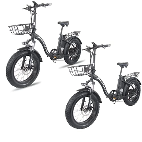 Elektrofahrräder : KETELES Adult Mountain Bike 20-inch Folding Fat Tire Electric Bicycle Snow Ebike Beach Bike 48V18Ah Off-Road Power ELECTR Bike (Zwei KF9)