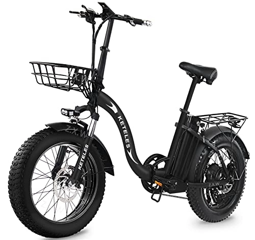 Elektrofahrräder : KETELES Elektrofahrräder Klappräder E-Bike 20 * 4, 0, 250 W Elektrisches Fahrrad Faltbares Con 48V 15Ah / 18A Akku Abnehmbar, Citybike Klapprad für Erwachsene, Herren Damen.(250W 15A AKKU)