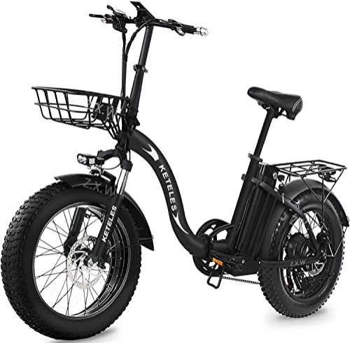 Elektrofahrräder : KETELES Elektrofahrräder Klappräder E-Bike 20 * 4, 0, 250 W Elektrisches Fahrrad Faltbares Con 48V 15Ah / 18A Akku Abnehmbar, Citybike Klapprad für Erwachsene, Herren Damen. (250W 18A)