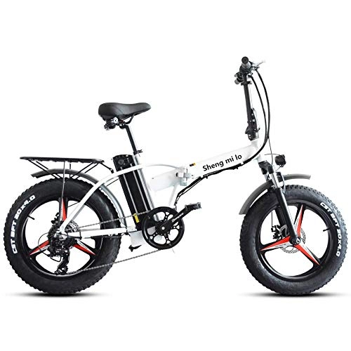 Elektrofahrräder : KFMJF Klapprad 20 Zoll Faltrad E-Bike Pedelec Elektrofaltrad Klappfahrrad F04, 7 Gang-Schaltung, LCD-Instrument, 48V 15AH, Weiß / Schwarz