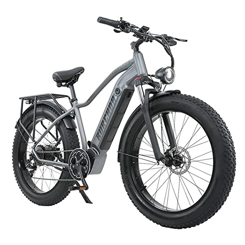 Elektrofahrräder : Kinsella Elektrisches Mountainbike für Erwachsene, 26 Zoll, E-Bike mit Lithium-Akku 48 V18 Ah, breiter Reifen, Shimano 8 Gänge, Gepäckträger hinten