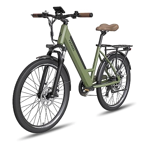 Elektrofahrräder : Kinsella F26 Pro 250 W 26 Zoll Elektrisches Trekkingrad City E-Bike 10Ah Unterstützung APP (Dunkelgrün)