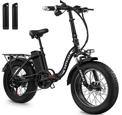 Elektrofahrräder : Klapprad E-Bike Elektrofahrrad 20 Zoll, 48 V 18Ah Lithiumbatterie, Faltbares City E-Bike mit 4" Fettreifen, Hydraulische Bremse, für Erwachsene, Herren Damen. (KF9+1 zusätzliche AKKU)