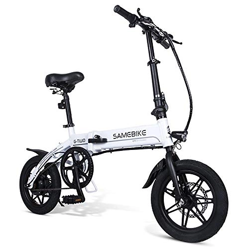Elektrofahrräder : Knewss 14 Zoll zusammenklappbares Elektrofahrrad Power Assist Elektrofahrrad E-Bike Scooter 250W Motor-Weiß