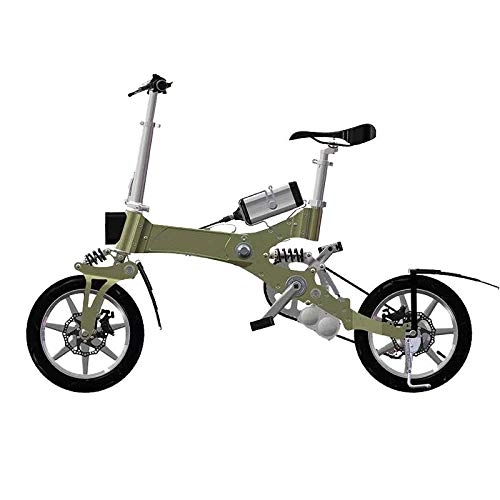 Elektrofahrräder : KNFBOK Electric Bike 14 Zoll Erwachsene klapp elektrische Fahrrad Hill 36 v 5A Lithium-Batterie Fahrrad intelligente bedienung Instrument DREI reitmodi Grün
