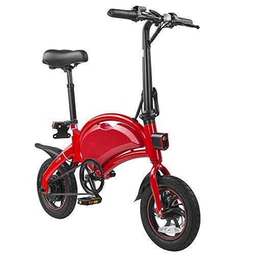 Elektrofahrräder : KNFBOK Electric Bike Elektrisches Fahrrad, das Ultra leichte bewegliche Batterieauto der Minifrauen hochempfindliche doppelte Scheibenbremsen GPS-Positionierungs-APP klug faltet, entriegeln Rot