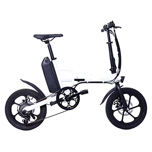 Elektrofahrräder : KNFBOK Elektro klappräder Variable Geschwindigkeit, die elektrisches Fahrrad 16-Zoll-Lithiumbatterie-Fahrrad DREI Modus fährt Mini-Einzelrad-LED-Höhepunkt-Doppelscheibenbremse Weiß faltet