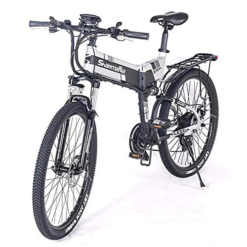 Elektrofahrräder : KPLM Elektrisches Mountainbike, klappbares 26-Zoll-E-Bike, 36 V, 250 W, 10, 4 Ah, Premium-Vollfederung und Shimano 21-Gang-Getriebe