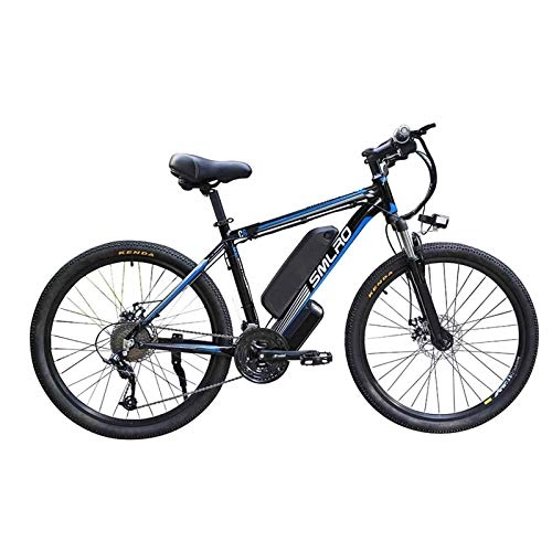 Elektrofahrräder : KT Mall 26 Elektro-Bike für Erwachsene 48V10AH350W Hochleistungs-Lithium-Batterie mit Batterie-Verschluss-27-Speed-Gebirgsfahrrad mit LCD-Instrumente und LED-Scheinwerfer pendelt E-Bike, Black Blue