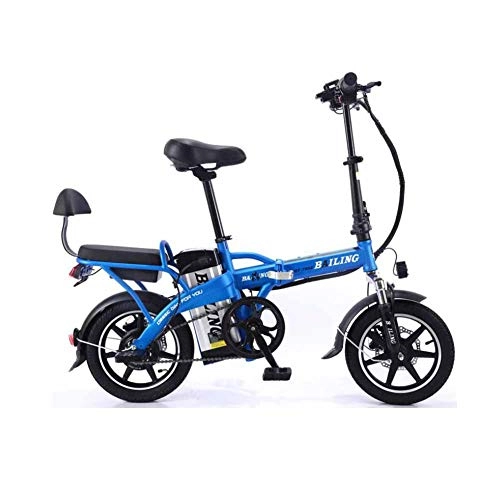 Elektrofahrräder : KT Mall Elektro-Fahrrad Folding Lithium-Batterie Auto Erwachsener Tandem-elektrisches Fahrrad Selbstfahr Imbiss 48V 350W, Blau, 10A