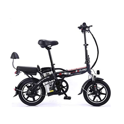 Elektrofahrräder : KT Mall Elektro-Fahrrad Folding Lithium-Batterie Auto Erwachsener Tandem-elektrisches Fahrrad Selbstfahr Imbiss 48V 350W, Schwarz, 10A