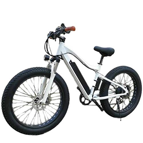 Elektrofahrräder : KT Mall Elektro-Fahrrad Wide Fat Tire Variable Speed-Lithium-Batterie Snowmobile Berg Outdoor Sports Aluminium-Legierung Auto, Weiß, 26x19