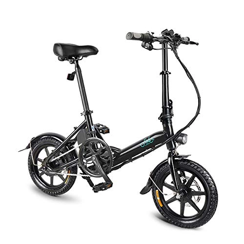 Elektrofahrräder : L&U D3 Electric Bikes Fahrrad fr Erwachsene - 250W 36V, 3 Geschwindigkeit, 3 Fahrmodi, 14 Zoll Reifen, leichtes elektrisches Fahrrad, Schwarz