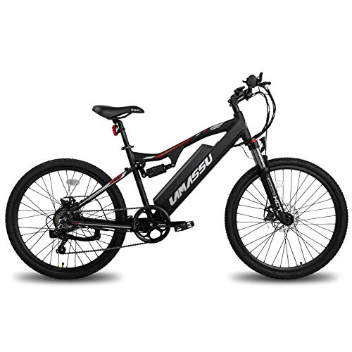 Elektrofahrräder : LAMASSU E-Bike Elektro-Mountainbike Elektrofahrrad für Erwachsene mit 48 / 36V 10Ah Akku mit Aluminiumrahmen, Scheibenbremse, LCD-Anzeige, Shimano 7-Gang-Schaltung