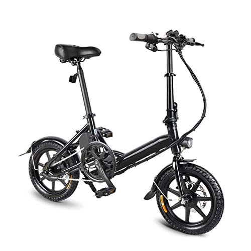 Elektrofahrräder : Lamyanran Elektrofahrrad Faltbares E-Bike 14-Zoll-Folding Electric Bike mit 250W 36V / 7.8AH Lithium-Ionen-Akku - 3-Gang Electric Power Assist (Color : Black)
