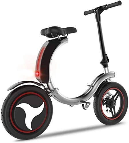 Elektrofahrräder : Lamyanran Elektrofahrrad Faltbares E-Bike 36V 7.8Ah Elektro-Bike 14 Zoll Elektrischer Fahrrad-Lithium-Ionen-Akku 350W Urban Commuter Ebike for Erwachsene mit App (Color : Silver)