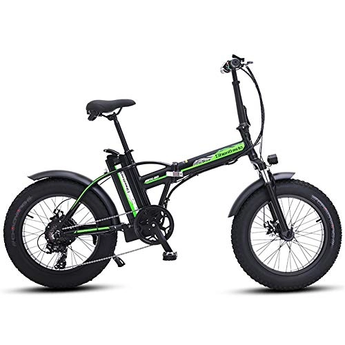 Elektrofahrräder : Lamyanran Elektrofahrrad Faltbares E-Bike Elektro-Elektro-Bike 20 Zoll Ebike 48V500W Mountain Bike Elektro Faltrad 4.0 Fat Tire Strand Ebike (Color : Black)