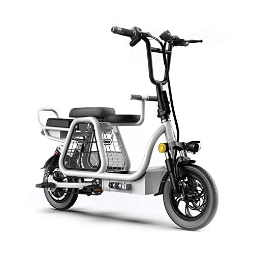 Elektrofahrräder : Lamyanran Elektrofahrrad Faltbares E-Bike Folding E-Fahrrad-Lithium-Ionen-Akku mit GPS Positioning System vorne und hinten Doppelstoßdämpfung (Color : White, Size : 12 inch 350W 48V 20AH)