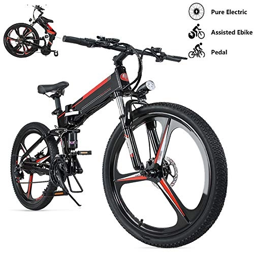 Elektrofahrräder : LAOHETLH Faltbares Elektrisches Fahrrad 26 Zoll Elektrisches Mountainbike Mit 48v 12ah / 350w Lithium-Batterie Und Motor 7-Gang 21 Geschwindigkeit Mountainbike Klapprad