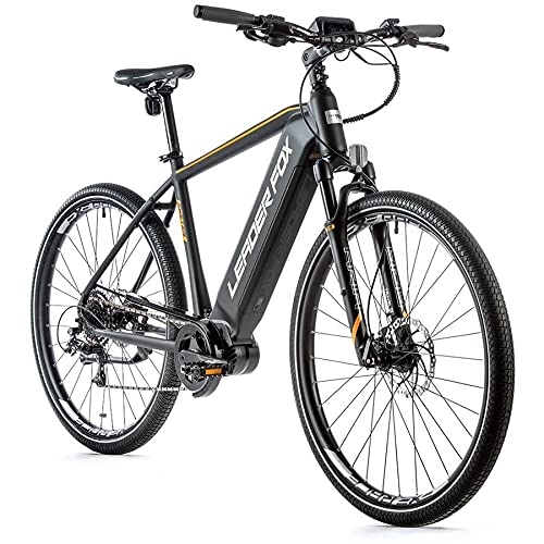 Elektrofahrräder : Leader Fox Exeter Gent Cross E-Bike Pedelec 540 Wh 9 Gang RH 57 Schwarz Orange