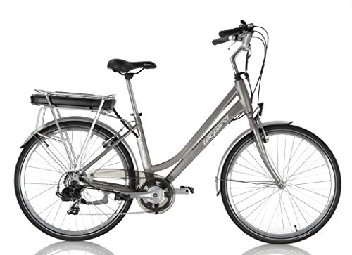 Elektrofahrräder : Leopard Railway City E-Bike Damen 26 Zoll 43 cm, City Elektrofahrrad, Pedelec E-Fahrrad, Silber