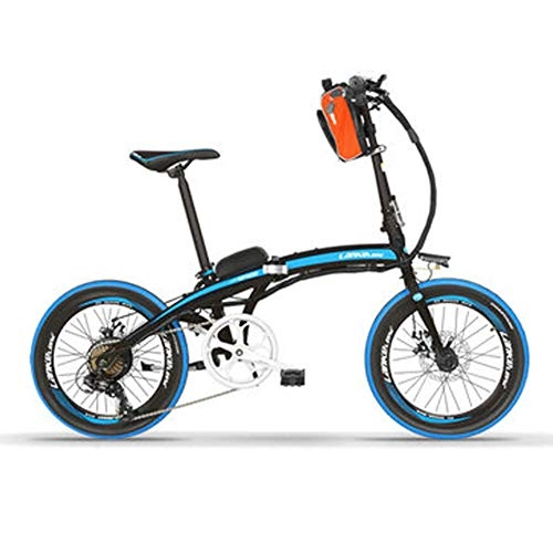 Elektrofahrräder : LETFF Faltbares Elektrofahrrad für Erwachsene, 50, 8 cm, 36 V, 10 Ah, Lithium-Akku, Rahmen aus Karbonstahl, zusammenklappbar, für Herren und Damen, blau