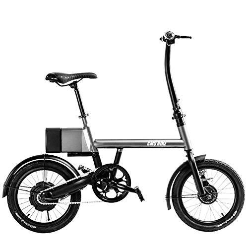 Elektrofahrräder : LFANH 16 Zoll Ultra-Leicht Elektrisches Fahrrad Bewegliches Fahrrad, Mini Folding Erwachsene Elektro-Roller City Bike 36V 5.2AH Akku Work Travel Radfahren Außen Und Pendel Out, Grau