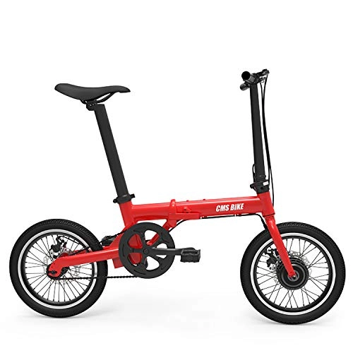Elektrofahrräder : LFANH Folding Elektro Urban Bike 16" Unisex Erwachsener, Einstellbarer Leichte E-Bike Single 6-Gang Unisex Adult City Bike Commuting, Rot