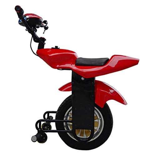 Elektrofahrräder : Lhcar Selbstausbalancierter Elektro-Einrad-Scooter 500W Adult-Wheeled Motorcycle mit Twin Wheel, mit Trainingsrad und Bluetooth Audio, Red