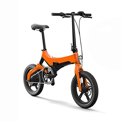 Elektrofahrräder : Lhlbgdz Elektrofahrrad zusammenklappen 16 Zoll 250W Motor Doppelscheibenbremsen unterstützen Moped Elektro E-Bike, Orange