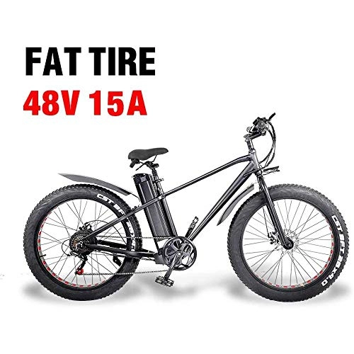 Elektrofahrräder : LIMQ Ebike 750W Electric Bike Fat Reifen 26" Zoll E-Bike 48V 15A Batterie Mountainbike Mit 21-Gang-Doppelscheibenbremsen