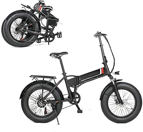 Elektrofahrräder : LIMQ Elektrisches Faltbares Fahrrad 48V 8Ah Power Elektrofahrrad LED Fahrradlicht 500W Motor 20X4.0 Zoll Fett Reifenrahmen Elektrisches Mountain Beach Schnee Ebike Fahrrad