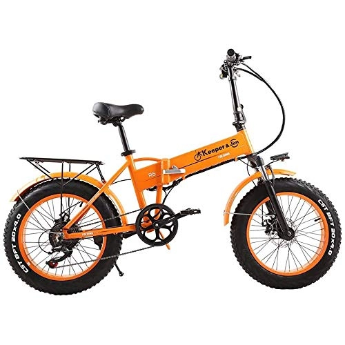 Elektrofahrräder : LIMQ Elektrisches Mountainbike 20 * 4 0 Zoll Aluminium-Klapp-E-Bike Fr Erwachsene Bike 48V / 250W Brushless MotorRiding Leistungsstarkes Mountainbike Schnee- / Strandrad, Orange8AH