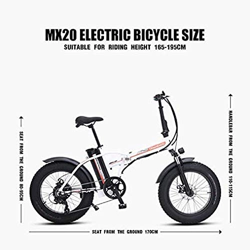 Elektrofahrräder : LIMQ Elektrofahrrad 4.0 Fetter Reifen Elektrofahrrad Strandkreuzer Fahrrad Booster Fahrrad Zusammenklappbares Elektrofahrrad Elektrofahrrad 48v E-Bike, White