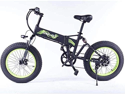Elektrofahrräder : LIMQ Folding Elektrisches Fahrrad 500W-Motor Mit 48V 10Ah Austauschbarer Lithium-Ionen-Batterie 20 Zoll Ebike Fat Tire Elektro-Fahrrad (Color : 48V500W Purple), Green