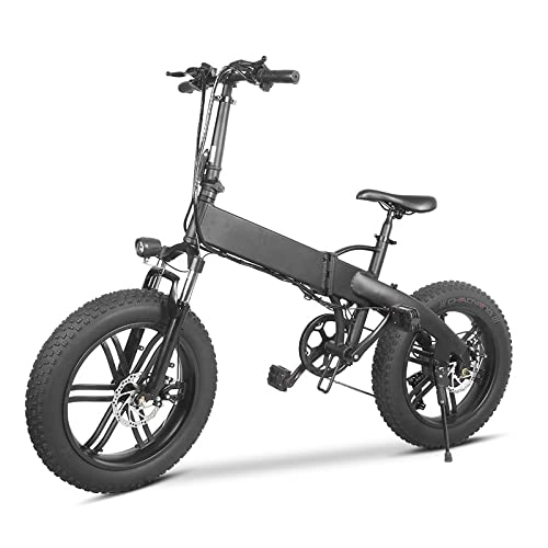 Elektrofahrräder : LINGBD Bike Mountainbike Bei 20 Zoll, 7Gang Schaltung, Fatbike, E-Bike City Rad, Schwarz, A