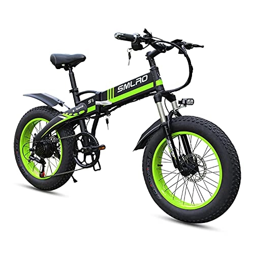Elektrofahrräder : LIROUTH Faltbares Elektro-Mountainbike, Elektro-Fahrrad, Erwachsene, 1000 W, 13 Ah, 50, 8 cm, Fat Tire Fahrrad S9 (dunkelgrün)