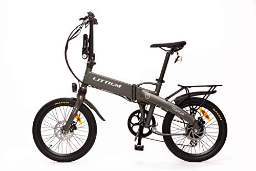 Elektrofahrräder : Littium Ibiza Titanium Elektrofahrrad, 14 A, Erwachsene, Unisex, Titan, faltbar