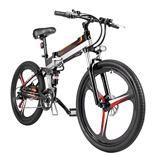 Elektrofahrräder : liu Elektrofahrrad Für Erwachsene Faltbares 500W Schneefahrrad Elektrisches Fahrrad Strand 48V Lithiumbatterie Elektrisches Mountainbike (Farbe : Schwarz)