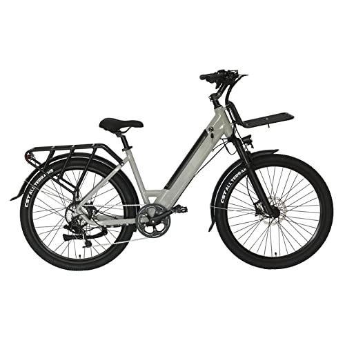Elektrofahrräder : liu Mountain Electric Bike 500W für Frauen 27, 5 Zoll Erwachsene E Bike Urban City 48V Scheibenbremse Elektrofahrrad (Farbe : Grau, Number of speeds : 8 speeds)