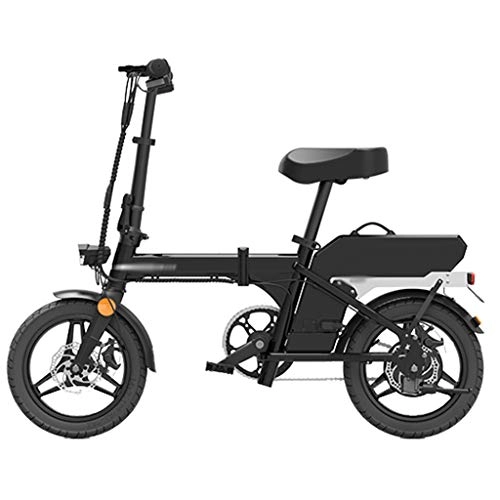 Elektrofahrräder : LJMG Elektrofahrrder Elektrisches Klapprad Fr Erwachsene, E-Bike Mit 14-Zoll-Rdern Und 400-W-Motor, Einfach Zu Verstauen / Doppelscheibenbremse / Servountersttzung (Color : Black, Size : 25AH)