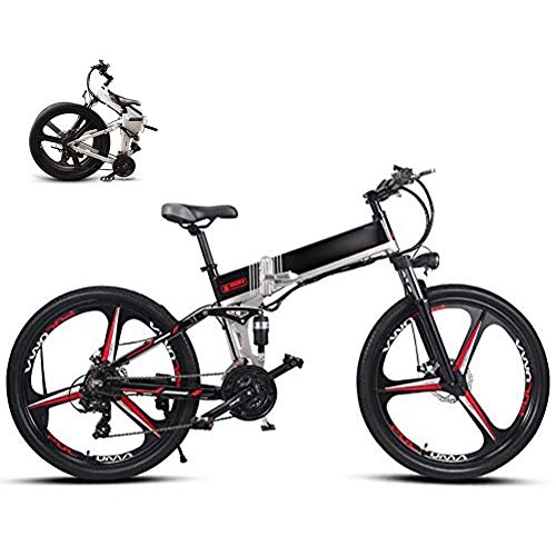 Elektrofahrräder : LJYY Zusammenklappbares elektrisches Mountainbike für Erwachsene, 26-Zoll-Unisex-E-Bike 48V 350W 21-Gang Ebike Abnehmbare Lithiumbatterie Reiseunterstütztes elektrisches Fahrrad Fettreifen Zusamm