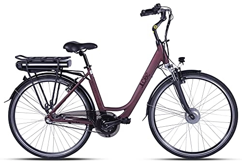 Elektrofahrräder : LLOBE City E-Bike Metropolitan Joy Bordeaux-rot, 28 Zoll, Akku 36V / 10Ah, 250 Watt Motor