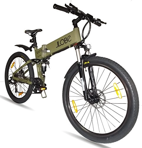 Elektrofahrräder : LLobe Erwachsene 26 Zoll Alu Falt Mountain E-bike Sport Olivegrn, One Size