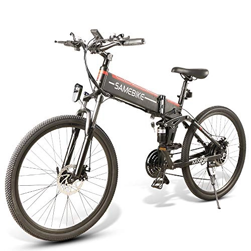 Elektrofahrräder : LO26 Elektrisches Mountainbike, Klappbares E-Bike für Erwachsene 26 Zoll 10, 4 Ah 500 W 48 V. mit Shimano 21 Geschwindigkeit Moped Fahrrad für Männer Frauen Stadt Pendeln (Schwarz)