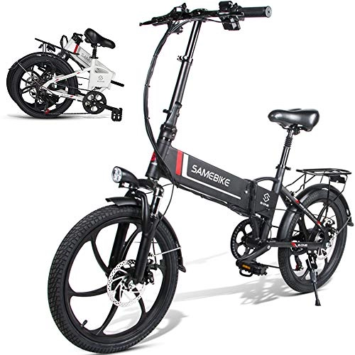 Elektrofahrräder : LOKE Elektrisches Fahrrad für Erwachsene, Faltbare E-Bikes 20", 48V, 10.4Ah, 350W, 7-Gang Motor Elektro-Fahrräder für Arbeit, Reisen, Außen, Schwarz